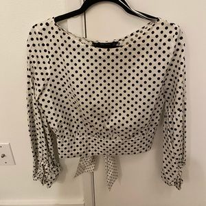 Zara Polka Dot Crop Tie-Back Top